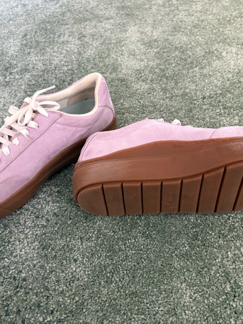 Dr. Scholl's Lavender Suede Sneakers with Orange Accent and Gum Sole - Picture 2 of 3